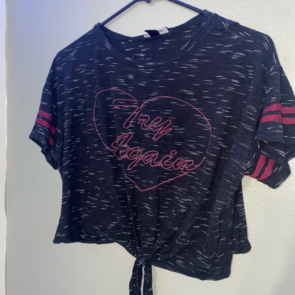 Try Again Crop Top Shirt Size Medium Loose Fitting